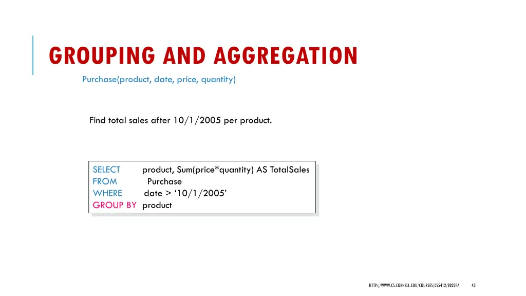 grouping and aggregation purchase product date