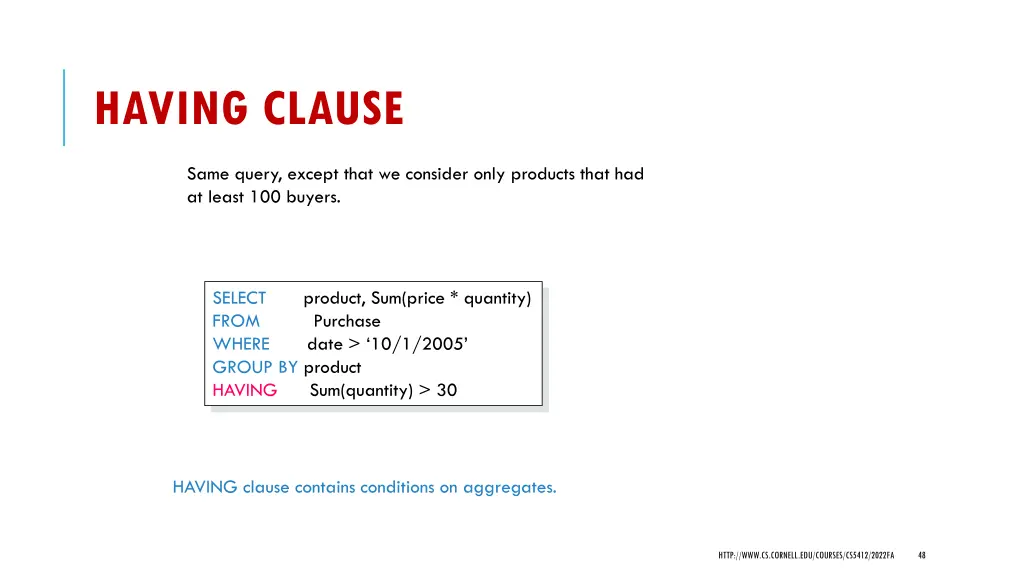 having clause