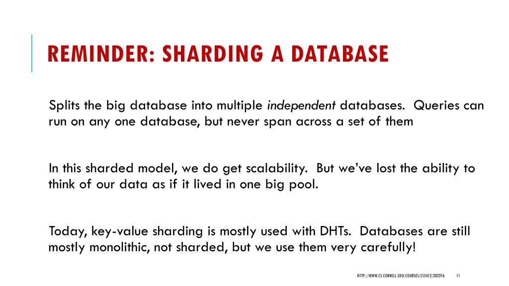 reminder sharding a database