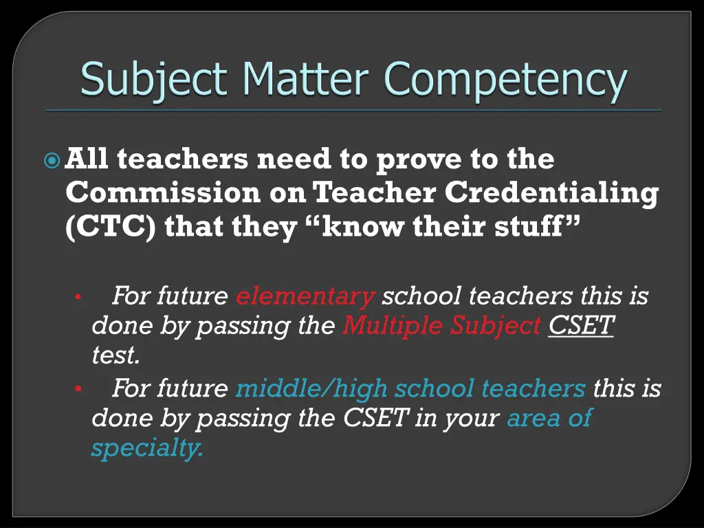 all teachers need to prove to the commission