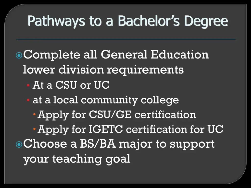 pathways to a bachelor s degree