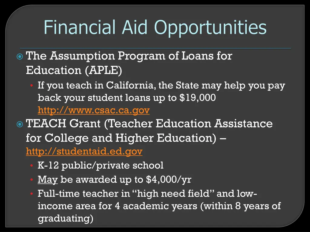 the assumption program of loans for education