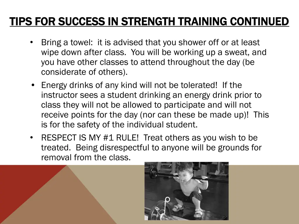 tips for success in strength training continued