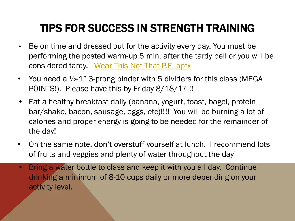 tips for success in strength training tips