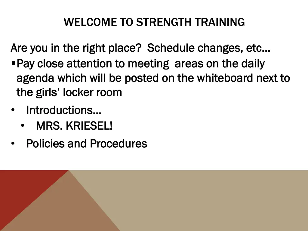 welcome to strength training