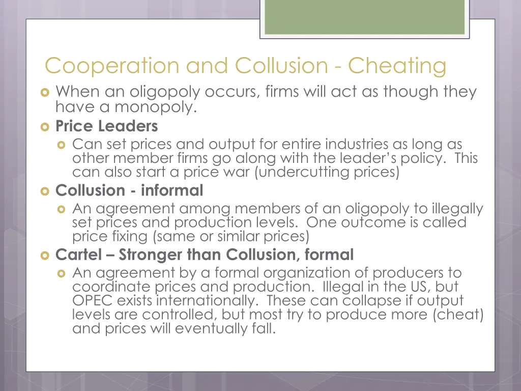 cooperation and collusion cheating when