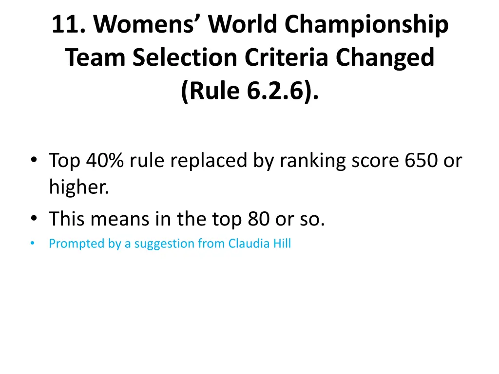 11 womens world championship team selection