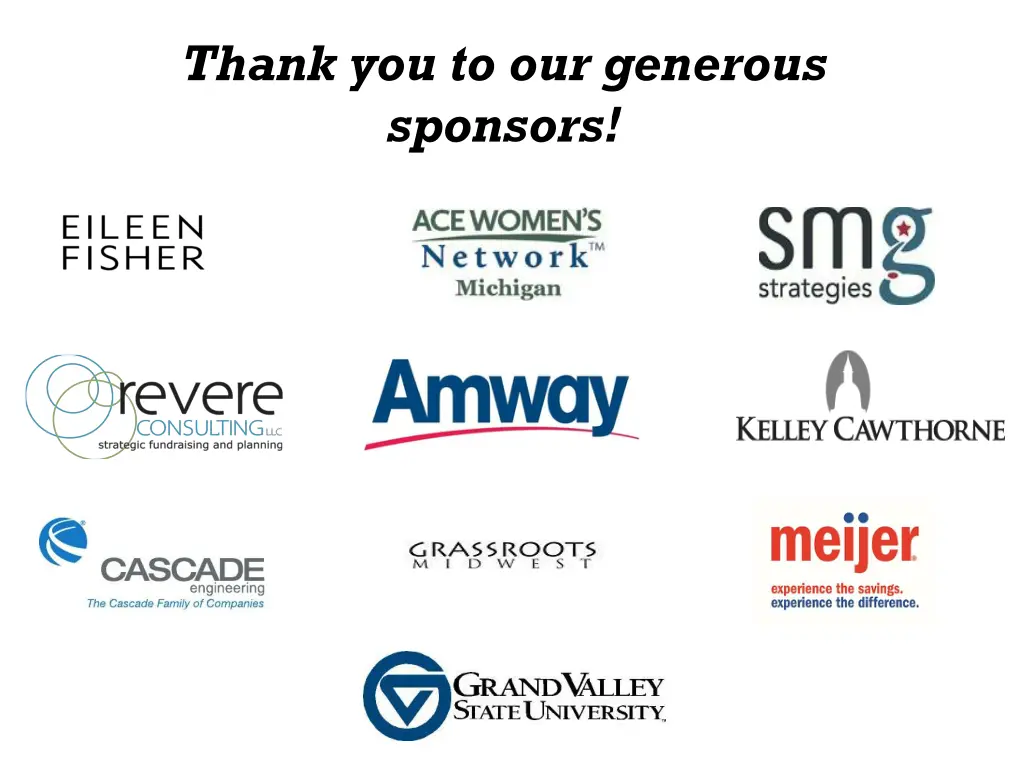 thank you to our generous sponsors