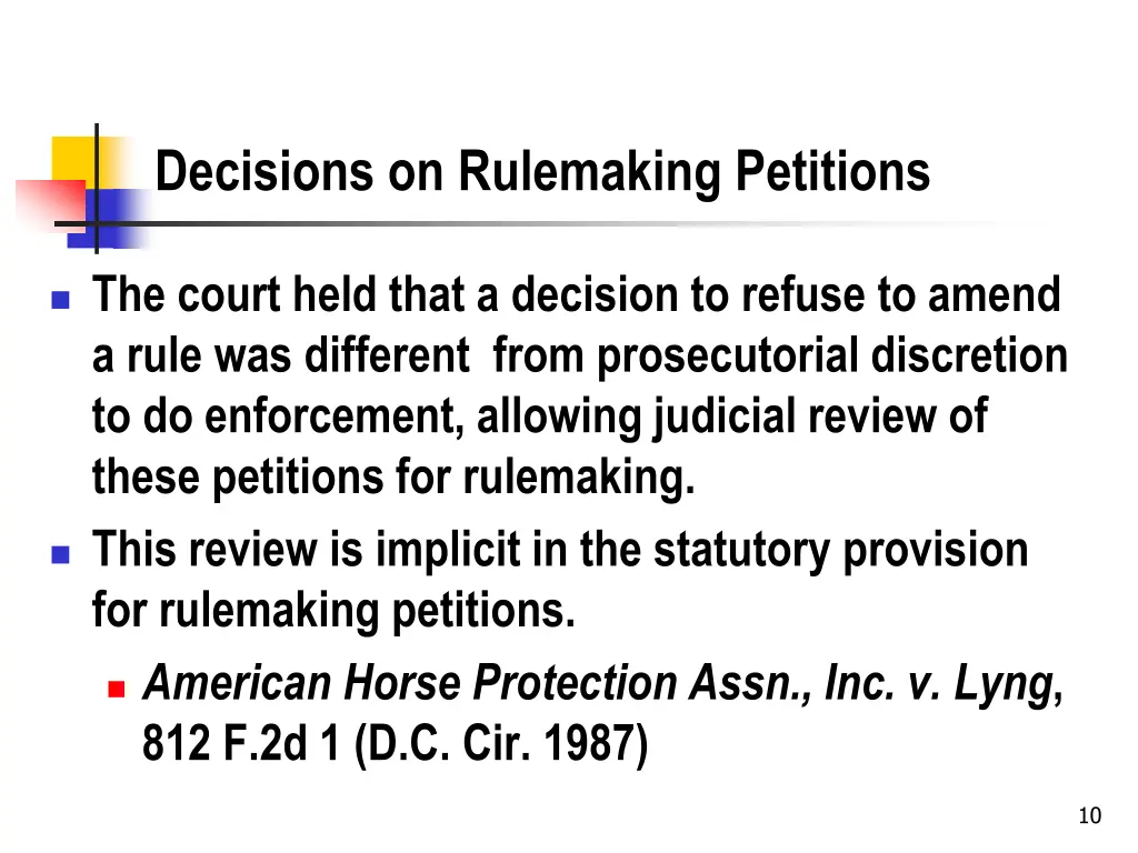decisions on rulemaking petitions