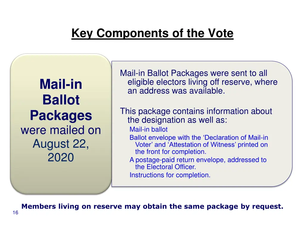 key components of the vote 2