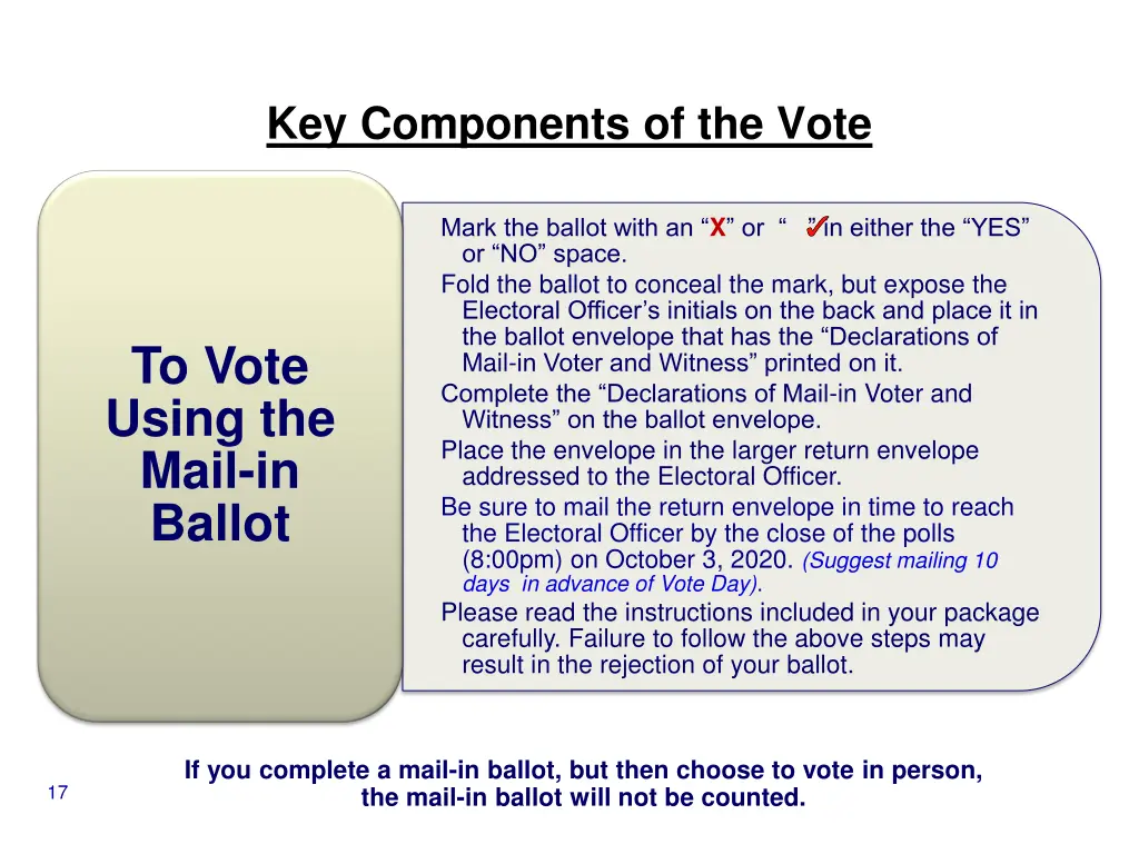 key components of the vote 3