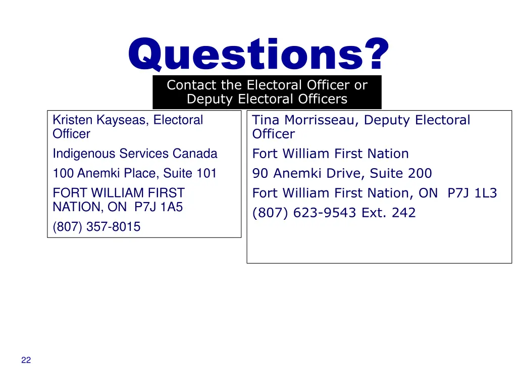questions contact the electoral officer or deputy