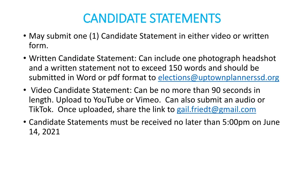 candidate statements candidate statements