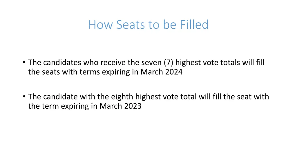 how seats to be filled