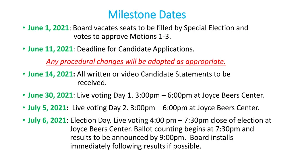 milestone dates milestone dates