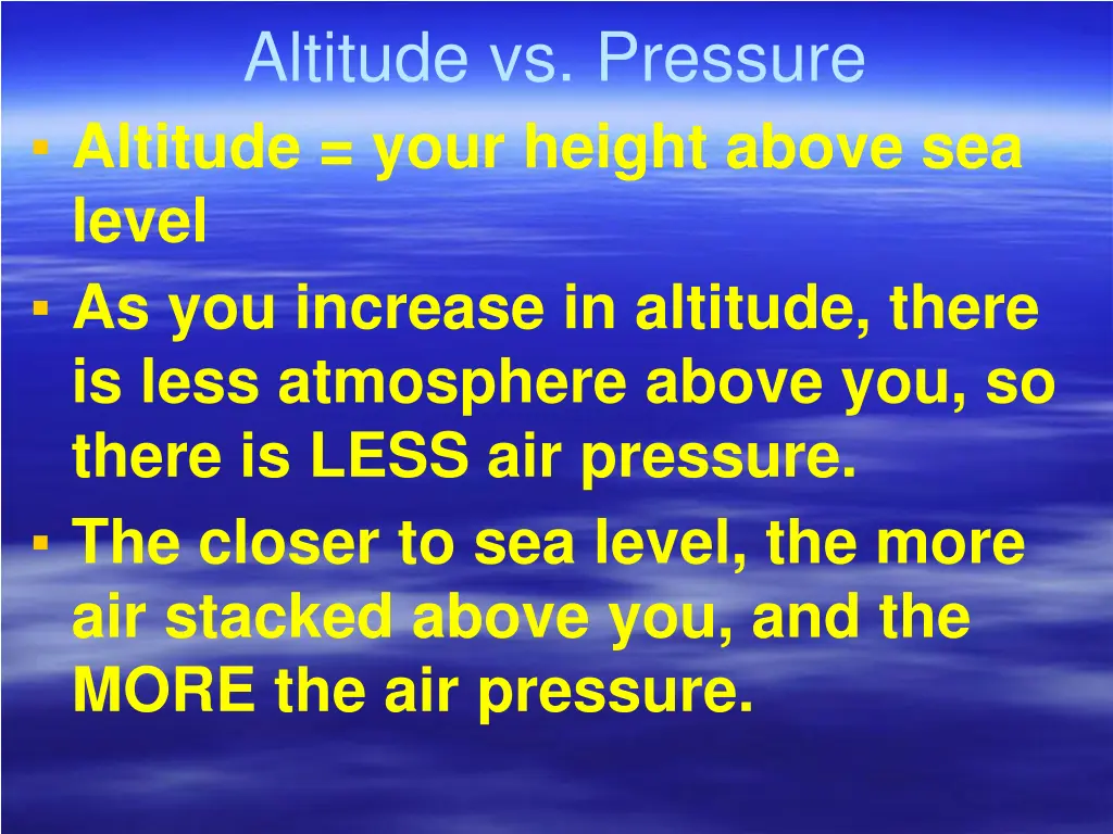 altitude vs pressure altitude your height above