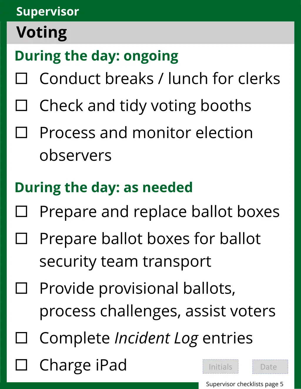 supervisor voting during the day ongoing