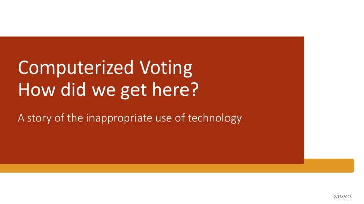 computerized voting how did we get here