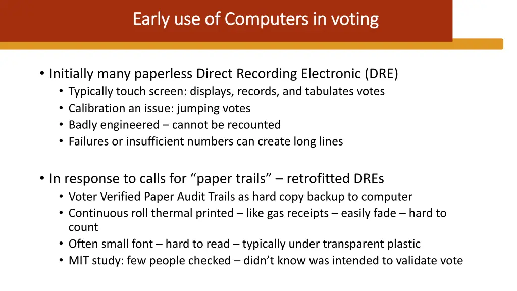 early use of computers in voting early