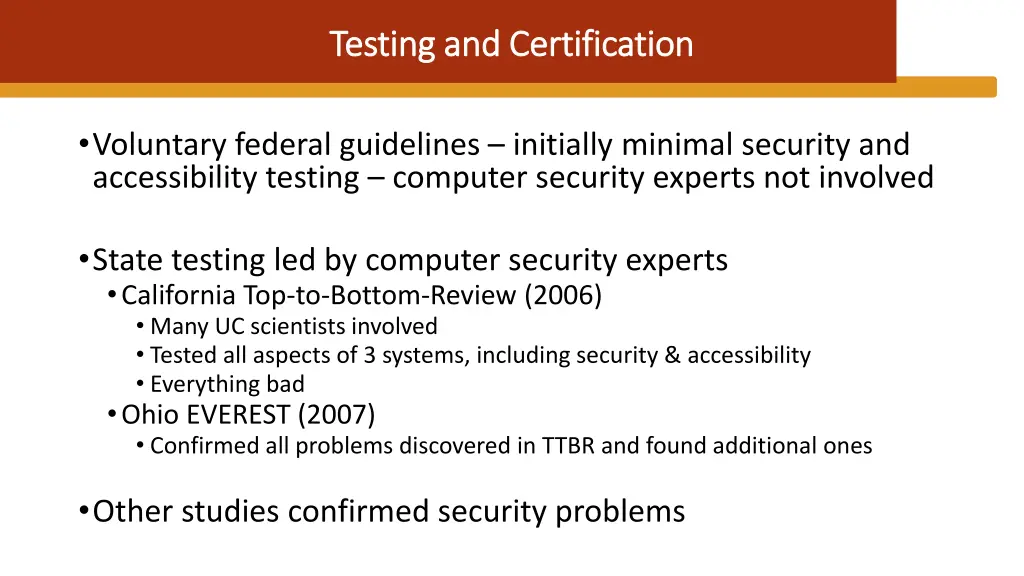testing and certification testing