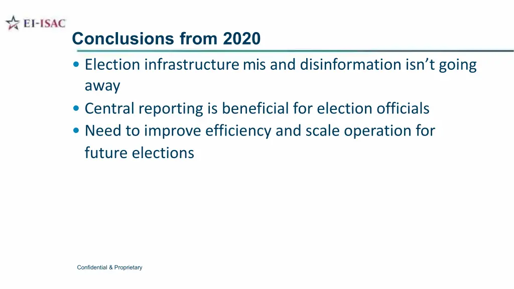 conclusions from 2020 election infrastructuremis