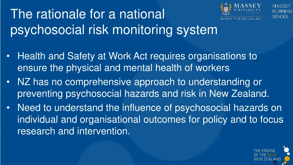 the rationale for a national psychosocial risk