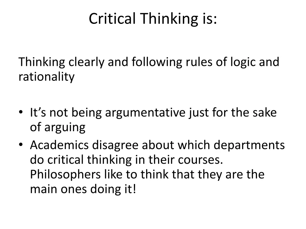 critical thinking is