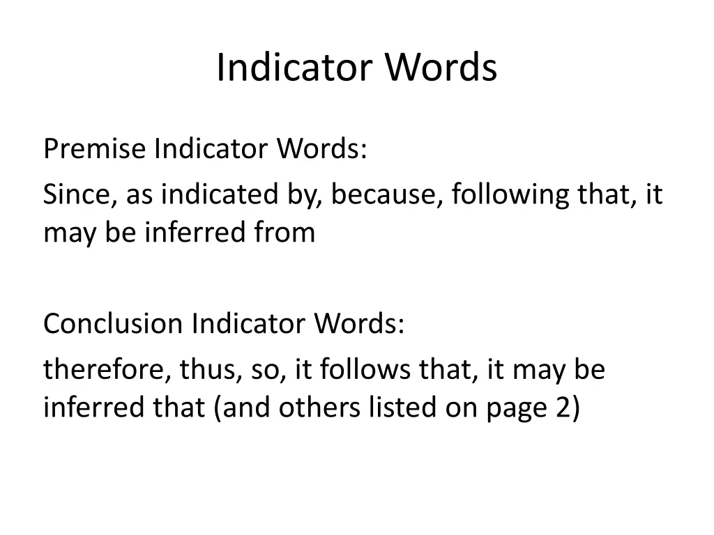 indicator words