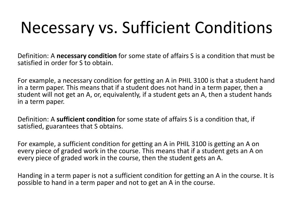 necessary vs sufficient conditions