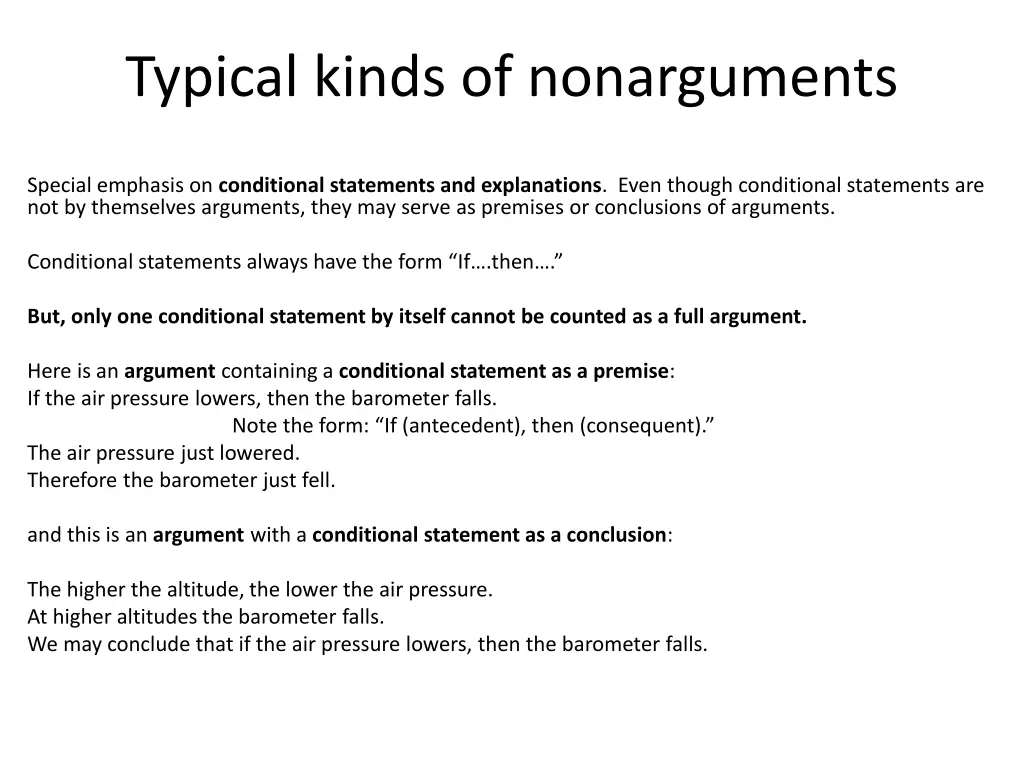 typical kinds of nonarguments