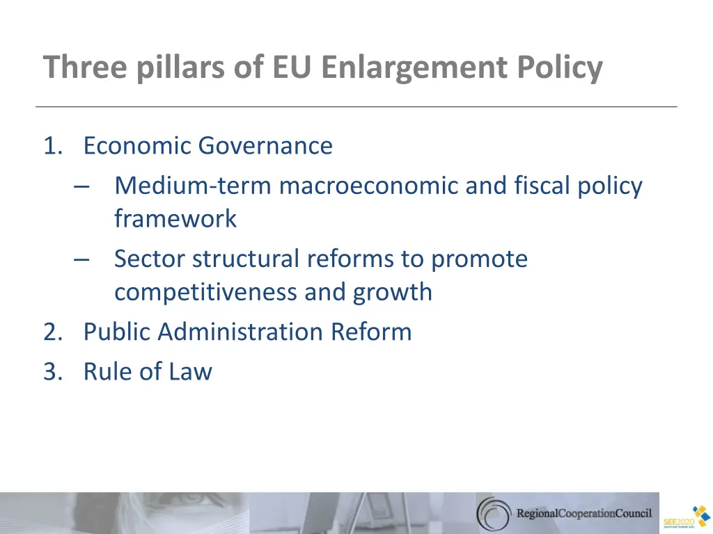 three pillars of eu enlargement policy