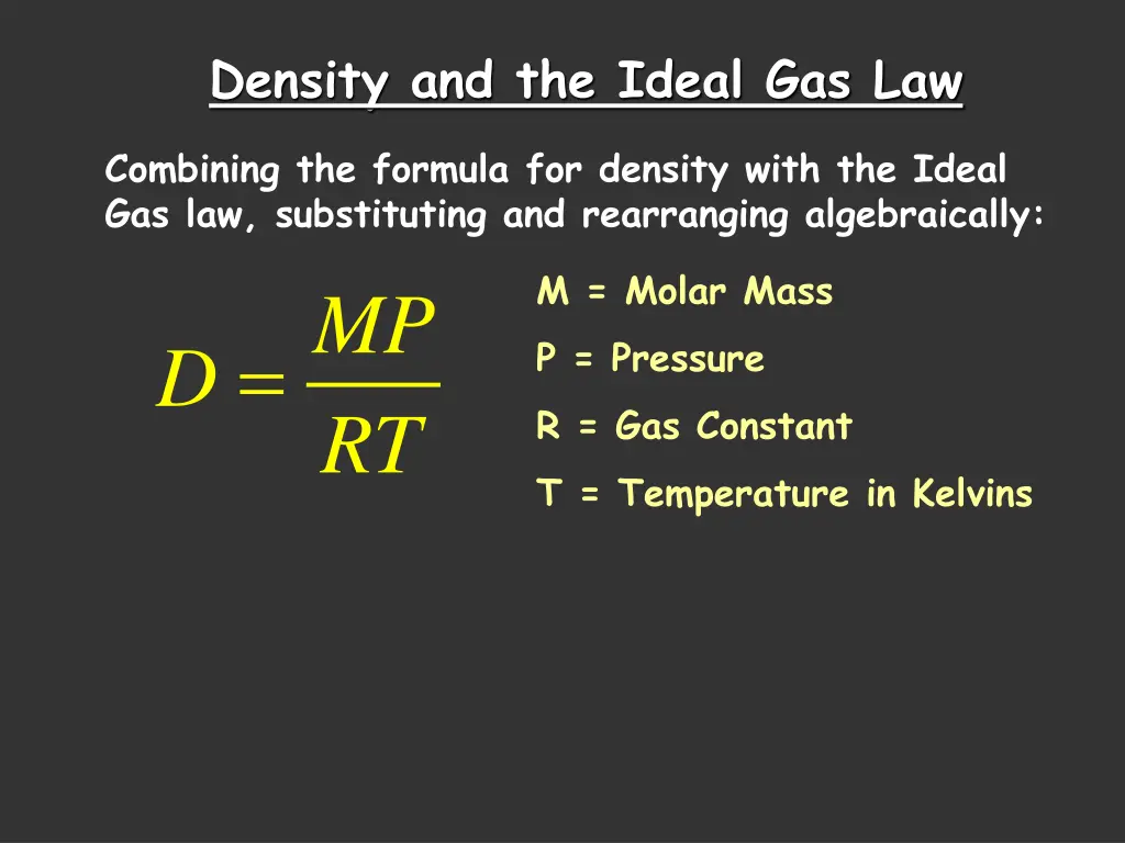 density and the ideal gas law