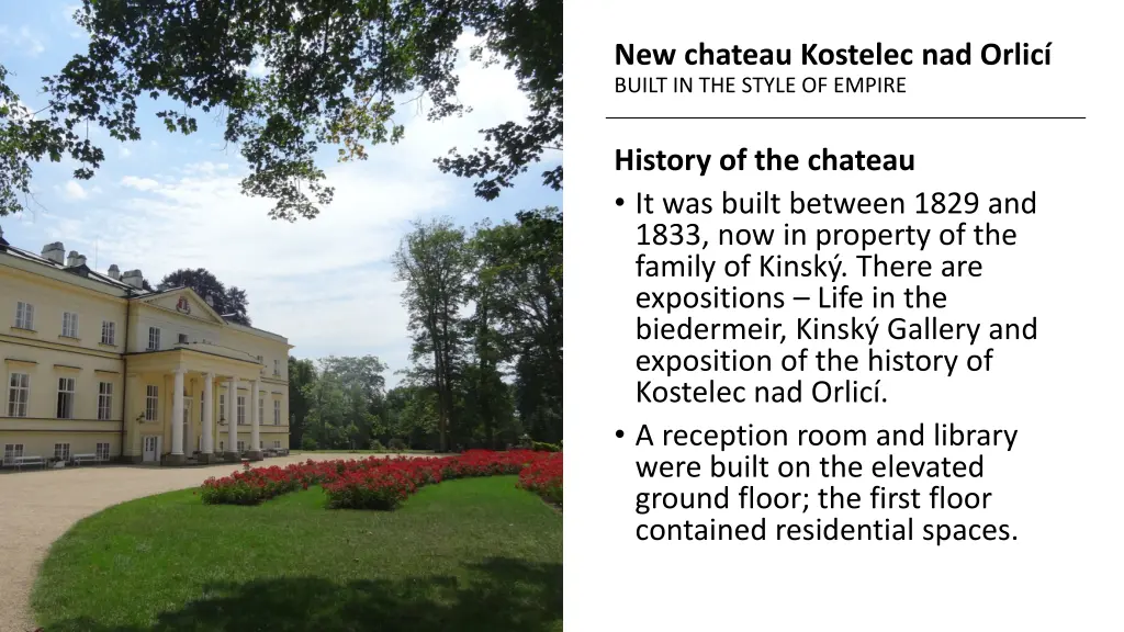 new chateau kostelec nad orlic built in the style