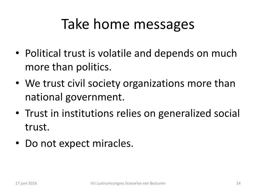 take home messages