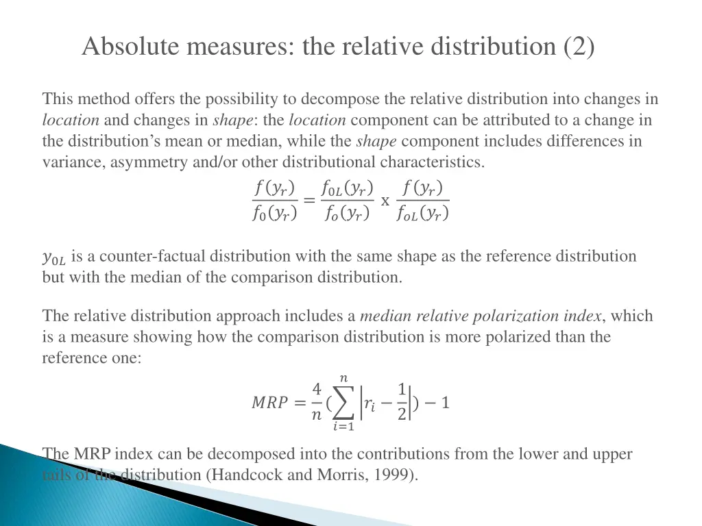 absolute measures the relative distribution 2