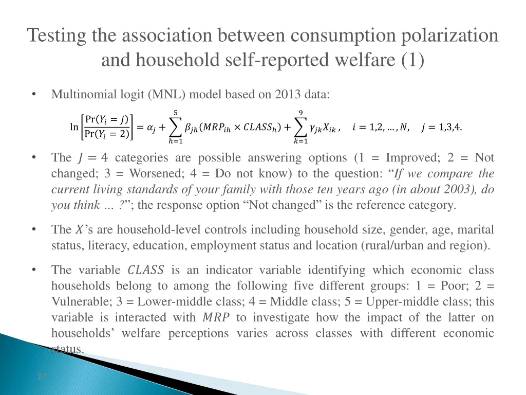 testing the association between consumption