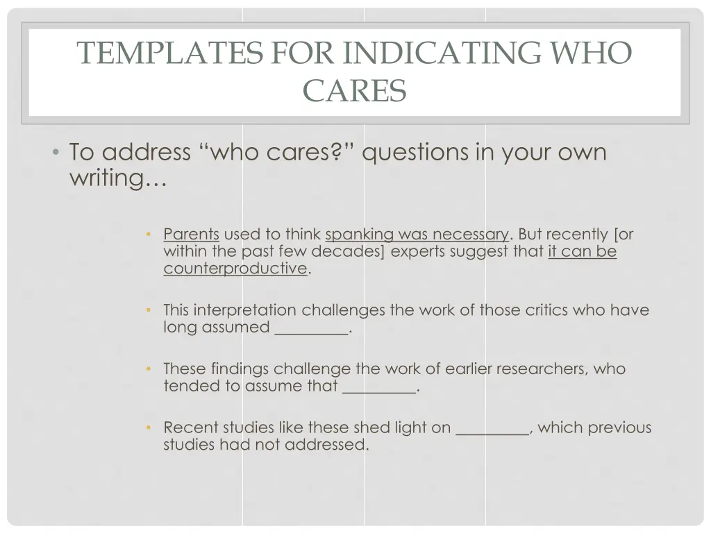 templates for indicating who cares