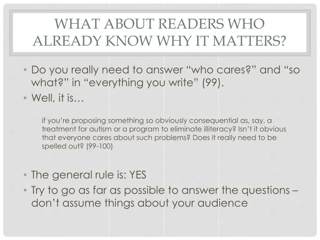 what about readers who already know why it matters