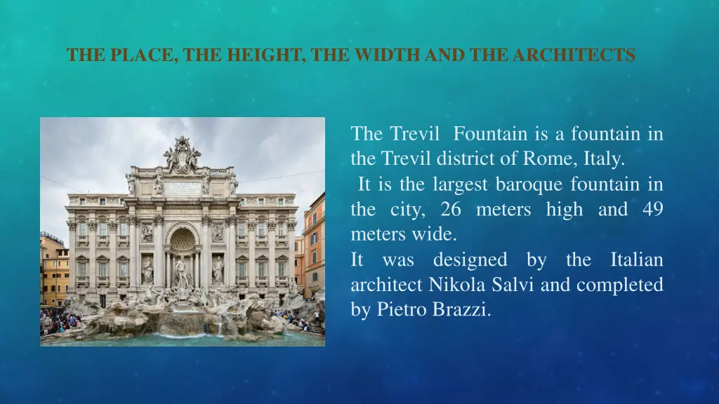 the place the height the width and the architects