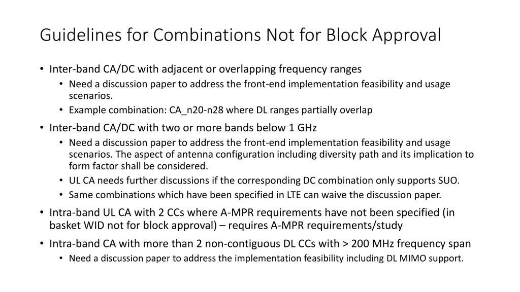 guidelines for combinations not for block approval