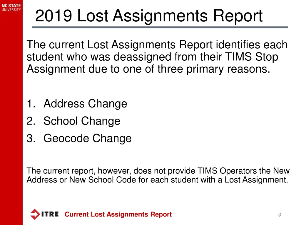 2019 lost assignments report 1