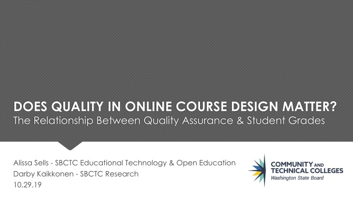 does quality in online course design matter