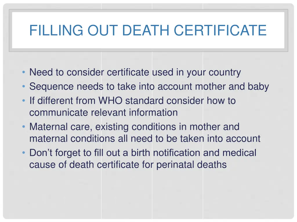filling out death certificate