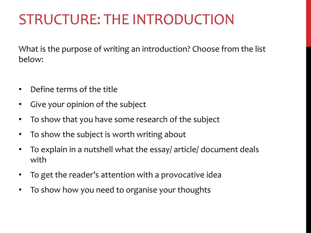 structure the introduction