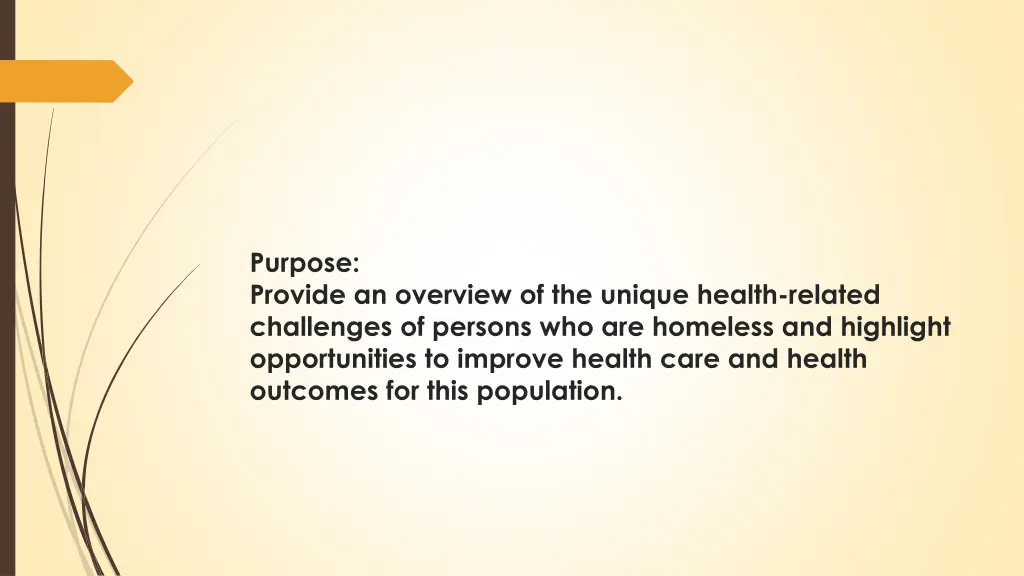 purpose provide an overview of the unique health