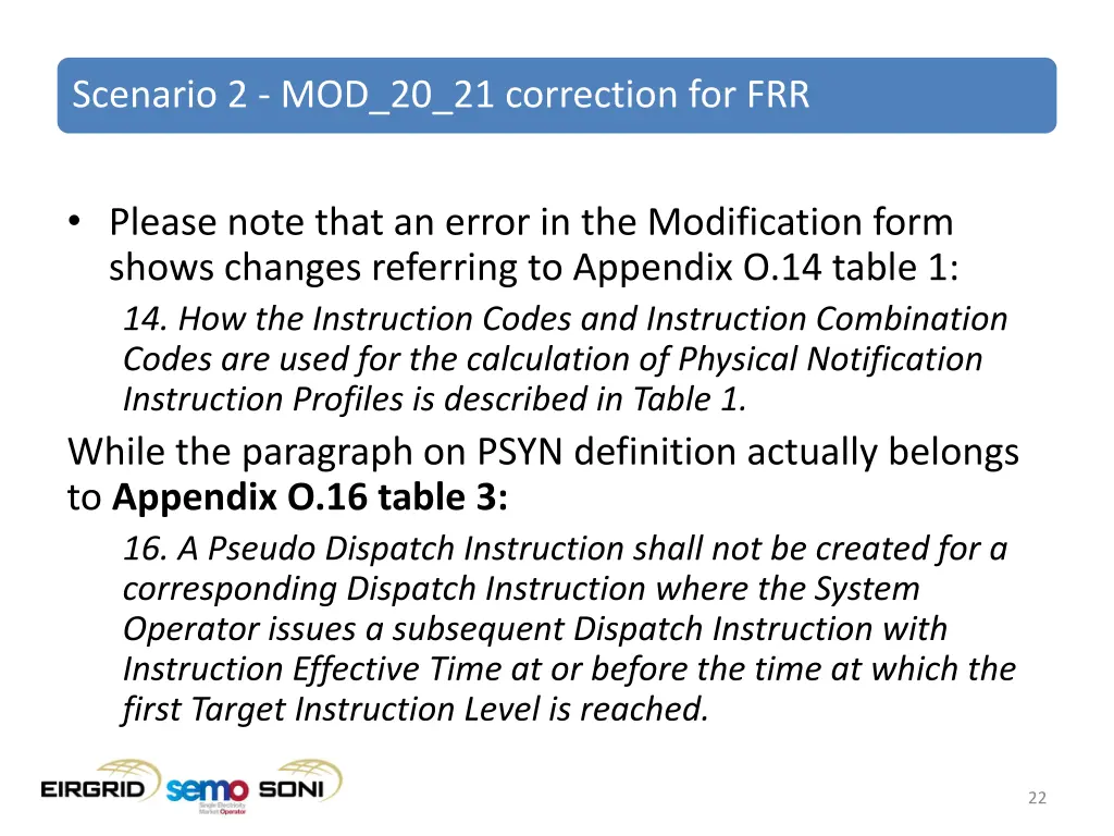 scenario 2 mod 20 21 correction for frr