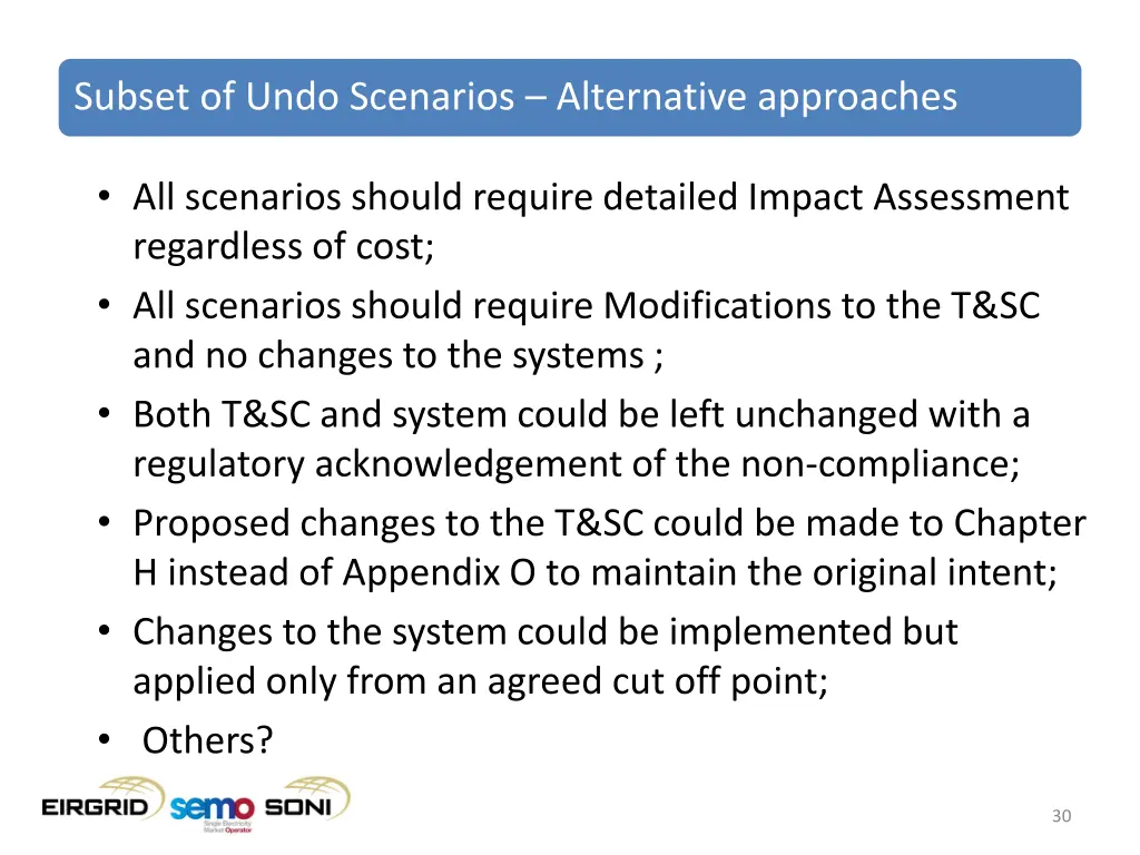 subset of undo scenarios alternative approaches