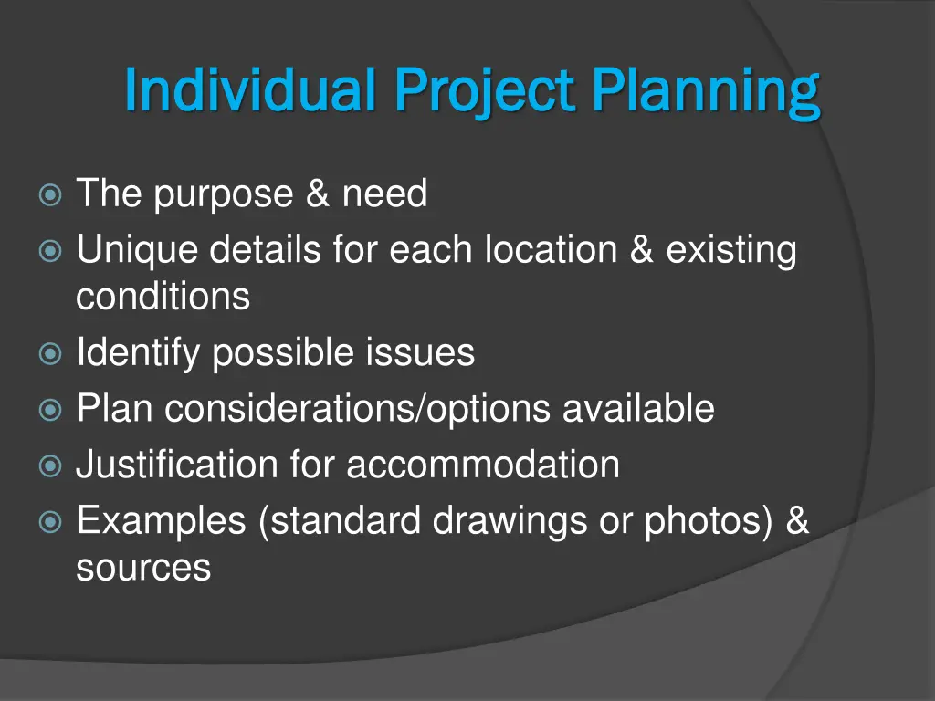 individual project planning individual project