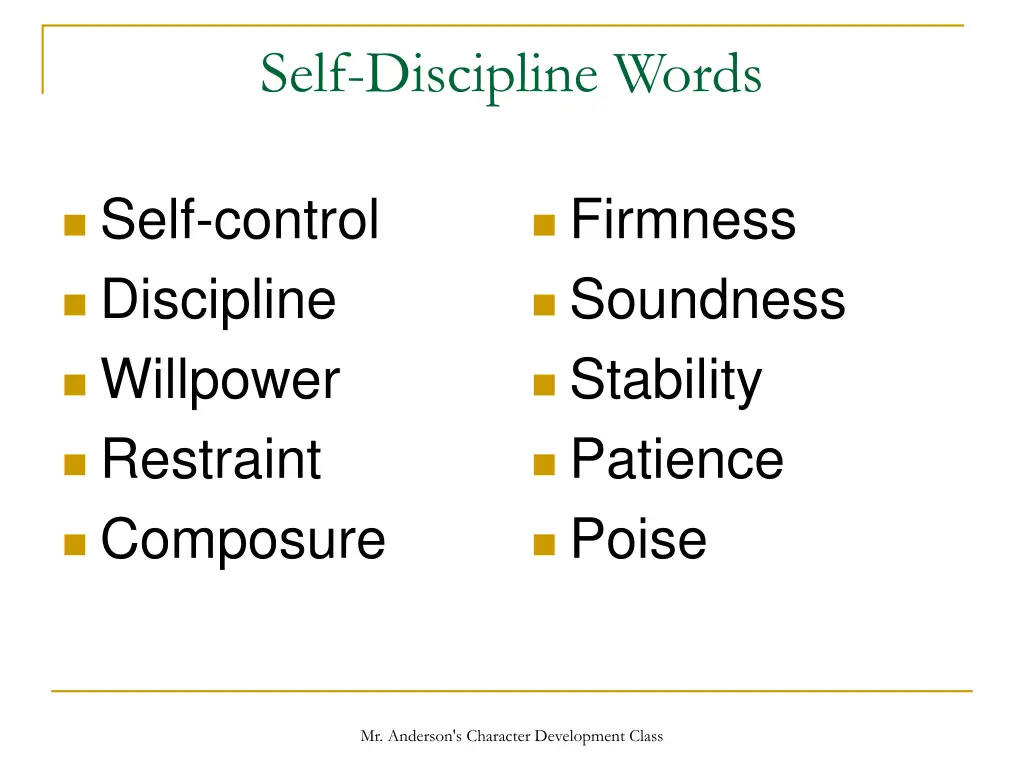 self discipline words