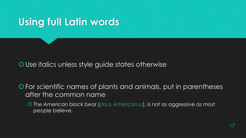 using full latin words